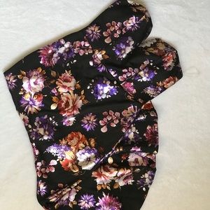 NWOT Black and Floral Strapless Dress